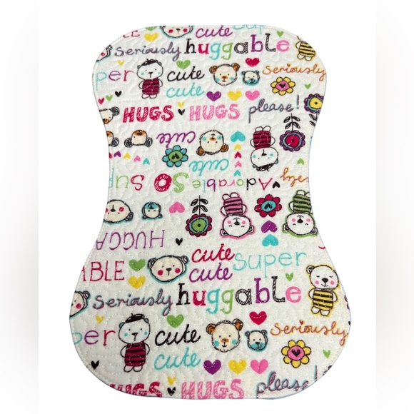 Hand Crafted Flannel Burp Cloth Contoured Padded Fabric Quilted Reversible - Picture 3 of 9